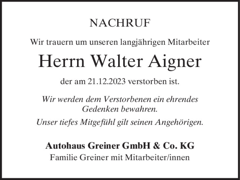 Walter Aigner Walter PNP Trauerportal