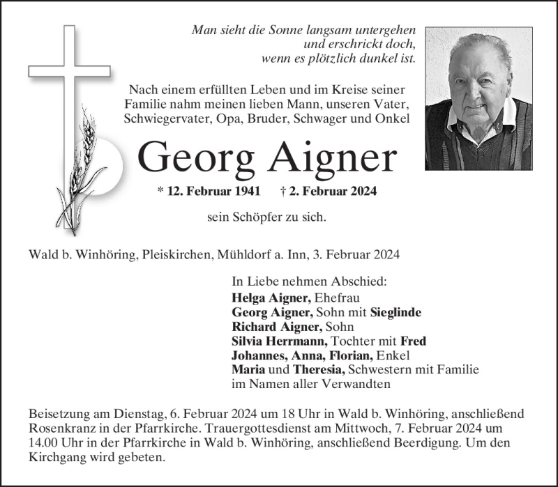 Georg Aigner PNP Trauerportal