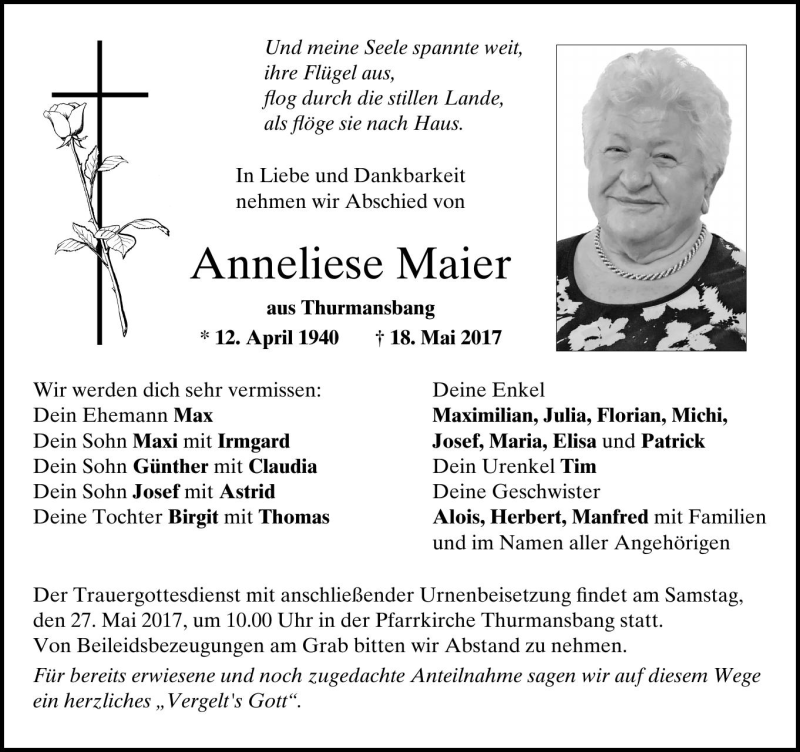 Anneliese Maier - PNP Trauerportal