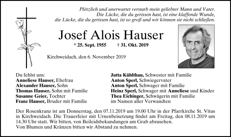 Josef Alois Hauser Pnp Trauerportal