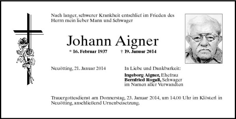 Johann Aigner PNP Trauerportal