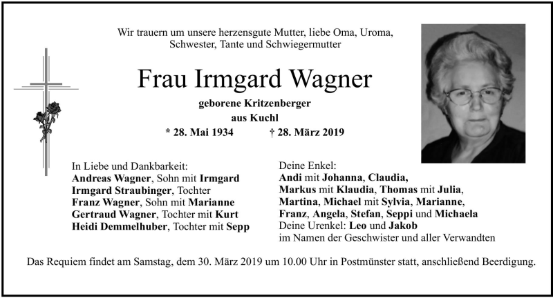 Irmgard Wagner Pnp Trauerportal